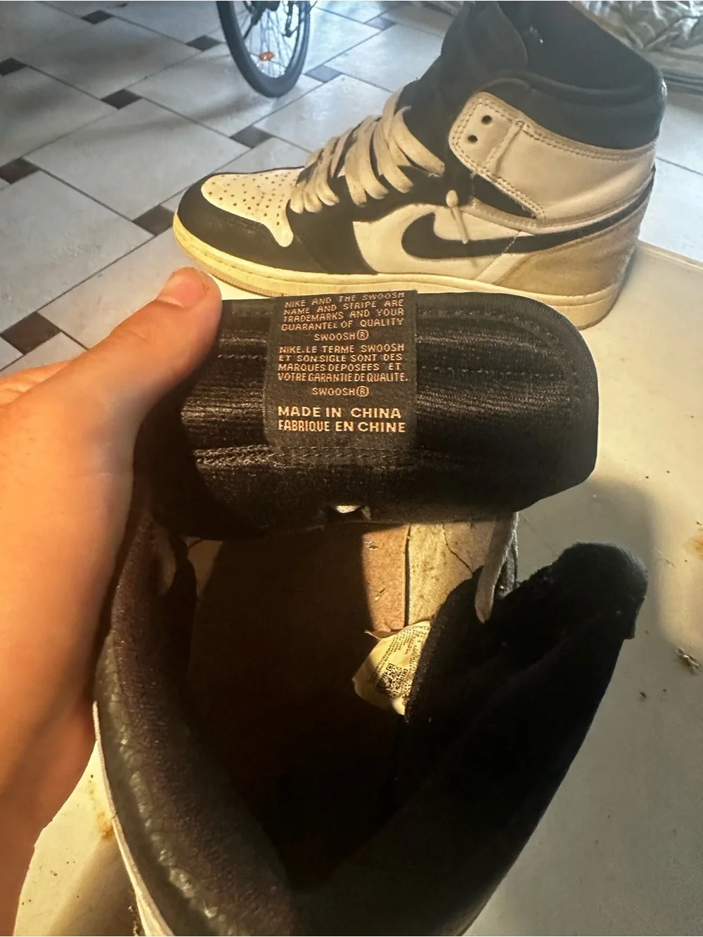 Nike Jordan 1 High-Top Sneakers Black White Grey